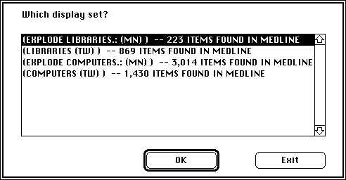 Figure 4, a Limit dialog box. Click a limit button and the command "disp" will be sent. Choose a set and it will be limited by the characteristic represented by the clicked limit button.